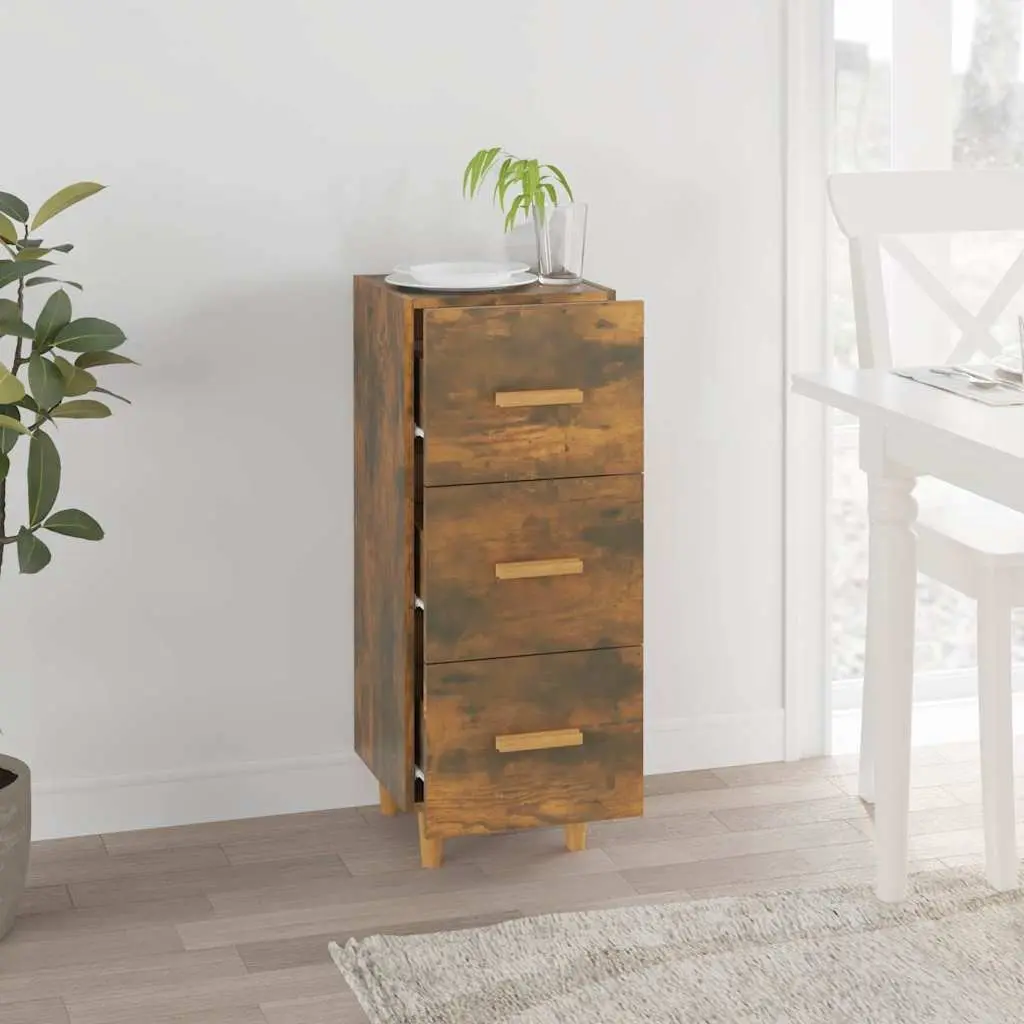 Sideboard Storage Cabinet 3 Drawers Brown Engineered Wood 34.5x34x90cm