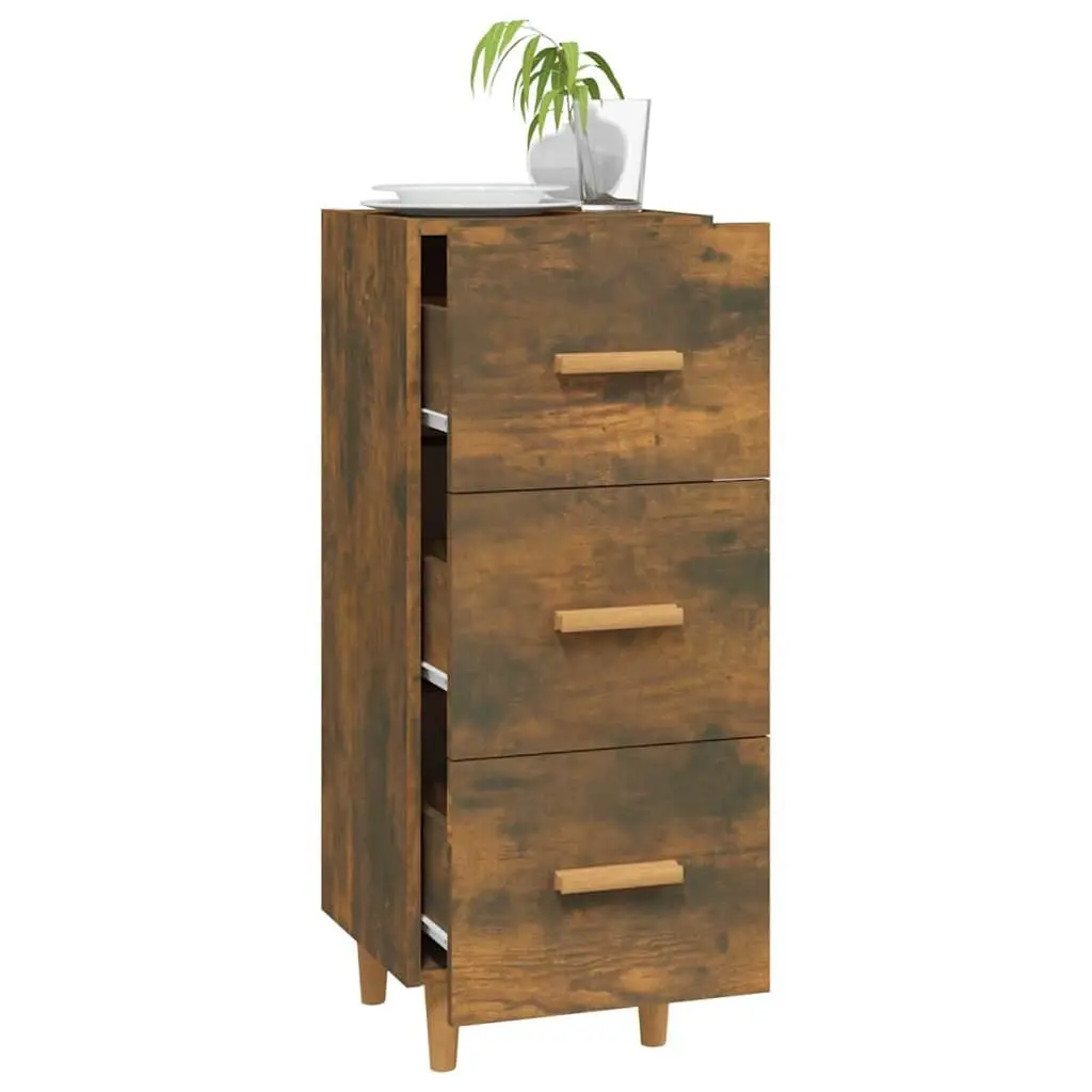 Sideboard Storage Cabinet 3 Drawers Brown Engineered Wood 34.5x34x90cm