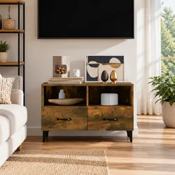 Brown TV Cabinet with Storage Solutions