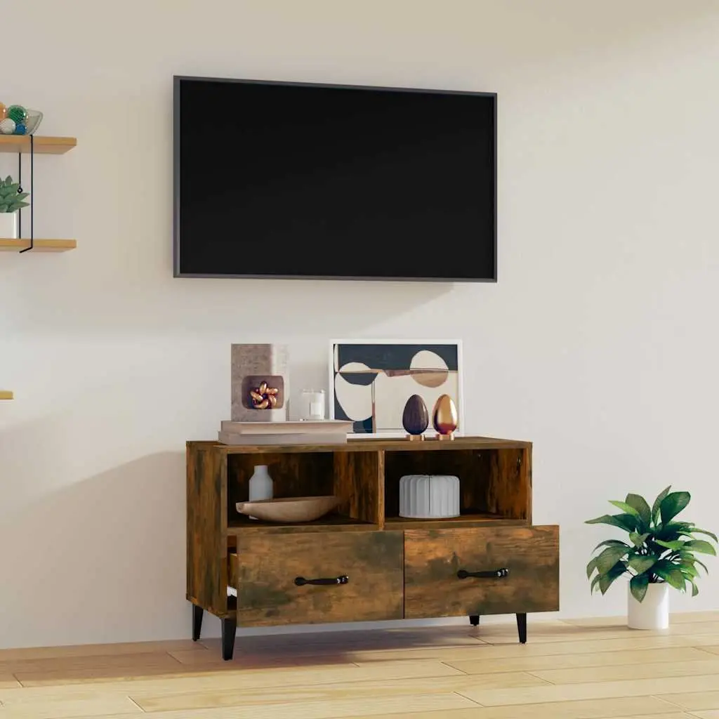 TV Cabinet Media Unit Storage Drawers Compartment Brown 80 x 36 x 50 cm