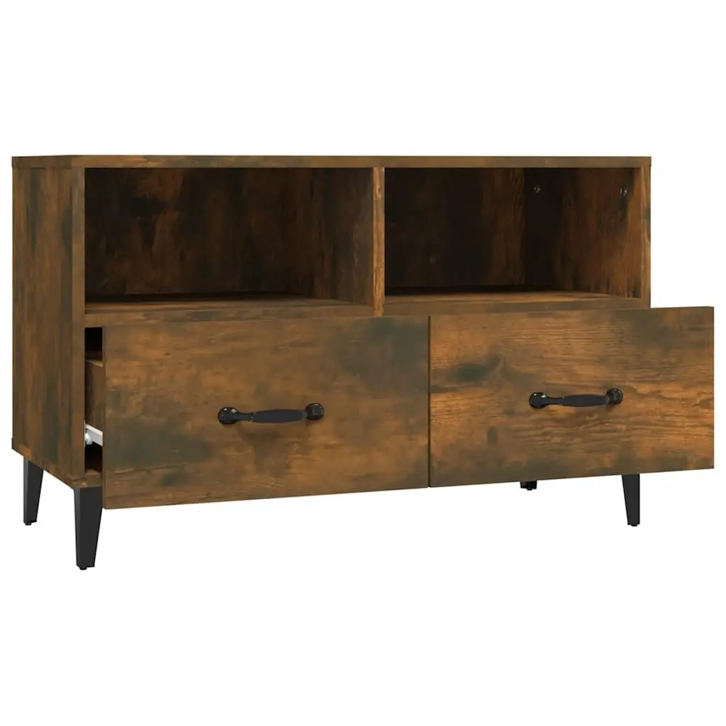 TV Cabinet Media Unit Storage Drawers Compartment Brown 80 x 36 x 50 cm