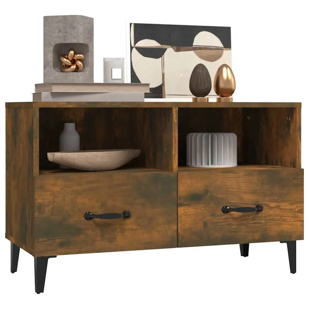 TV Cabinet Media Unit Storage Drawers Compartment Brown 80 x 36 x 50 cm