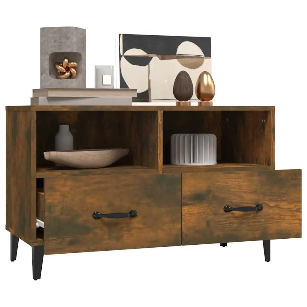 TV Cabinet Media Unit Storage Drawers Compartment Brown 80 x 36 x 50 cm