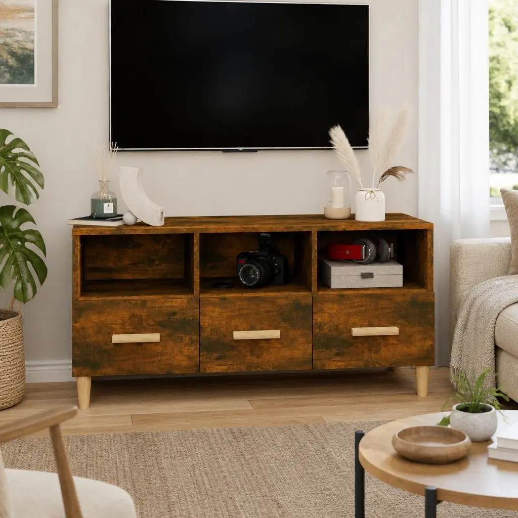 TV Cabinet Storage Unit Media Console Engineered Wood Brown 102x36x50 cm