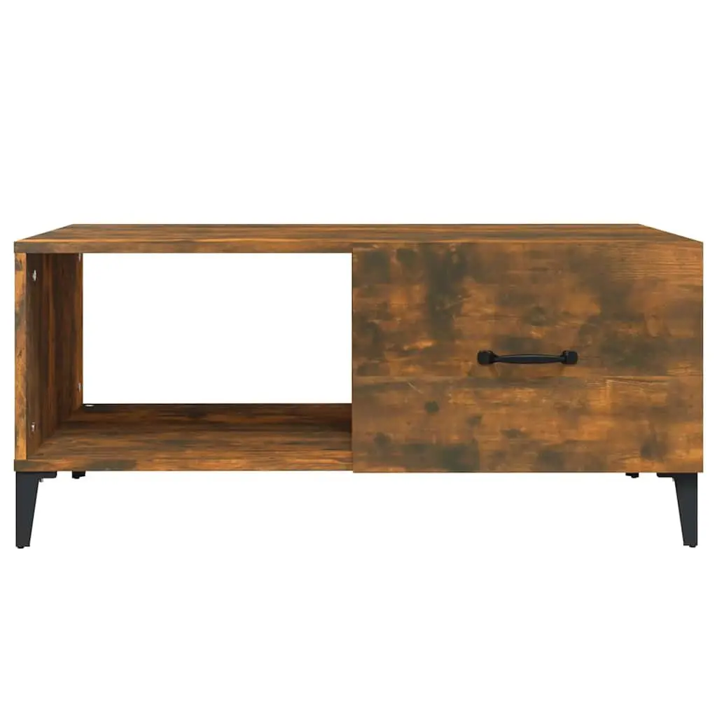 Coffee Table Storage Engineered Wood 90 x 50 x 40 cm Brown Smoked Oak