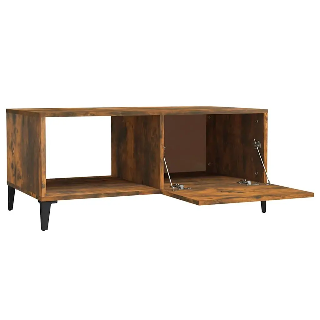 Coffee Table Storage Engineered Wood 90 x 50 x 40 cm Brown Smoked Oak