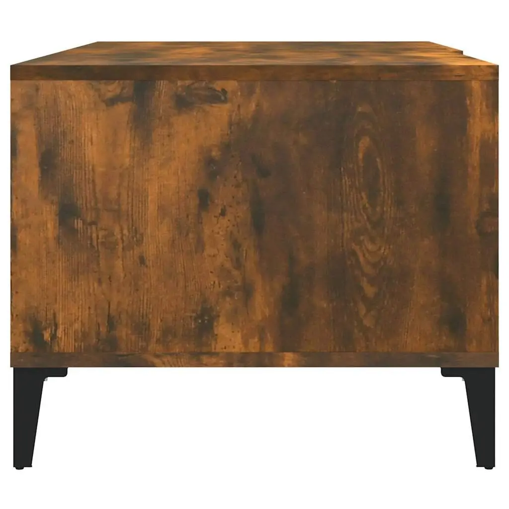 Coffee Table Storage Engineered Wood 90 x 50 x 40 cm Brown Smoked Oak