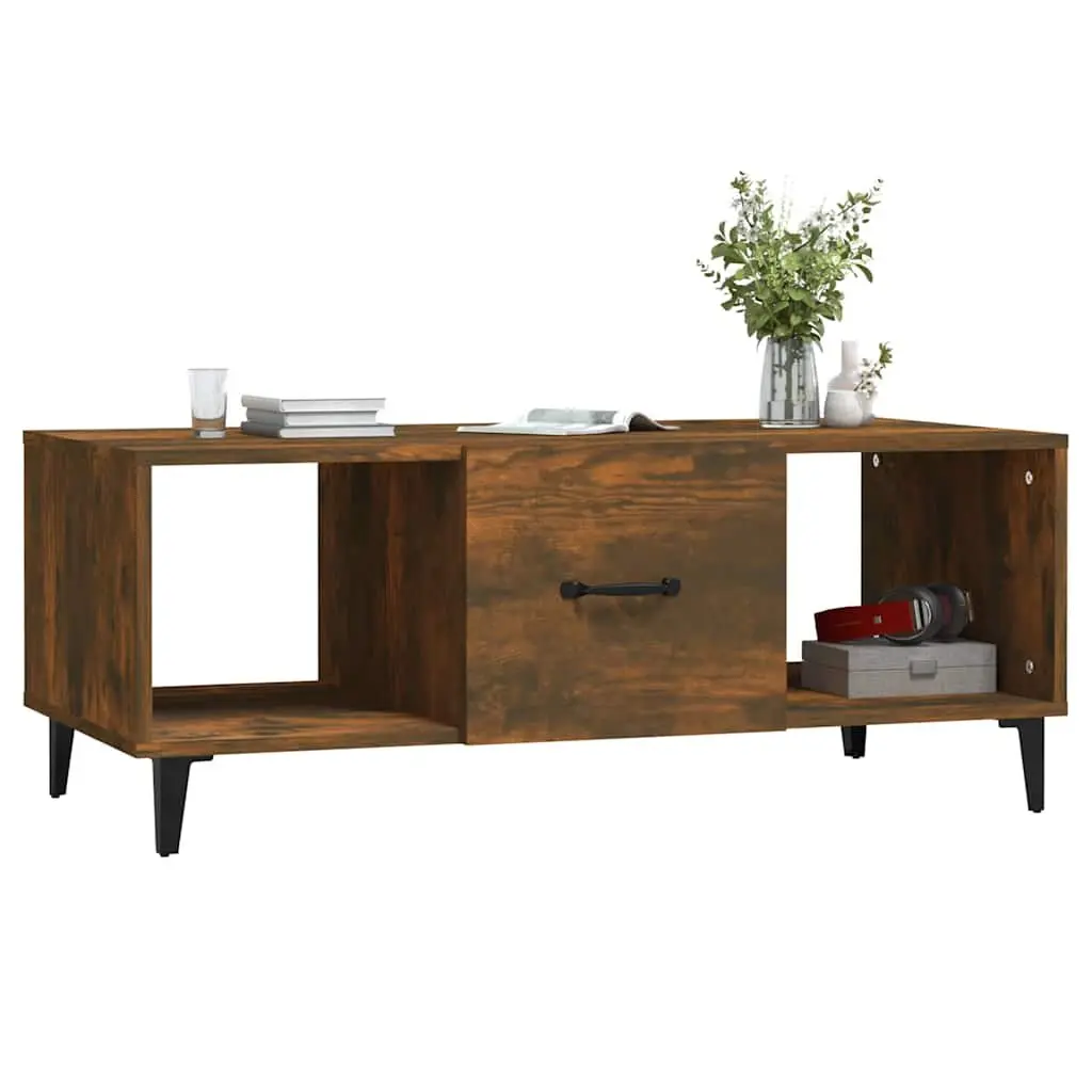 Coffee Table Storage Compartments Brown Engineered Wood Living Room 102L x 50W x 40H cm