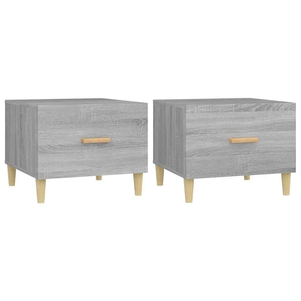 Coffee Tables Set of 2 Grey Sonoma 50x50x40 cm with Storage Drawers Side Table