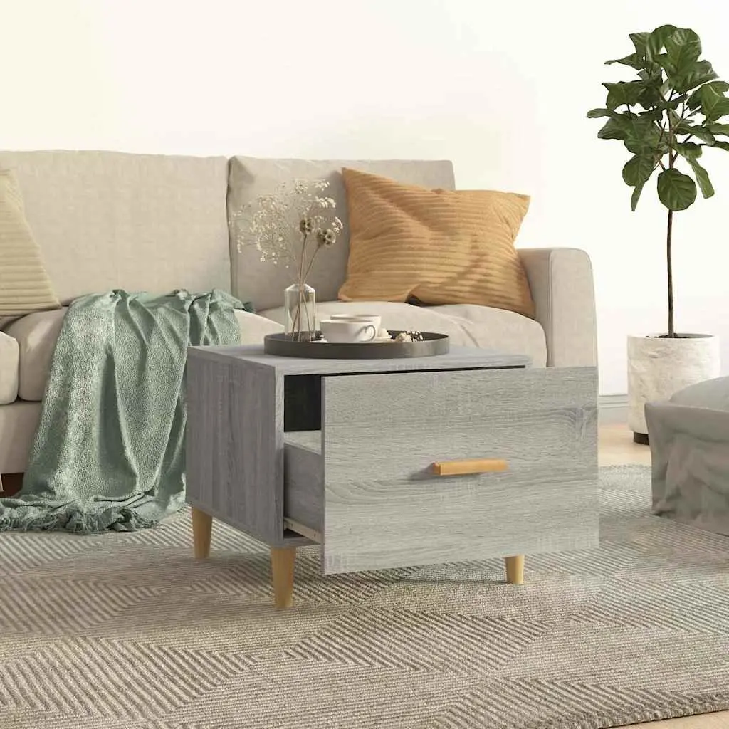 Coffee Tables Set of 2 Grey Sonoma 50x50x40 cm with Storage Drawers Side Table