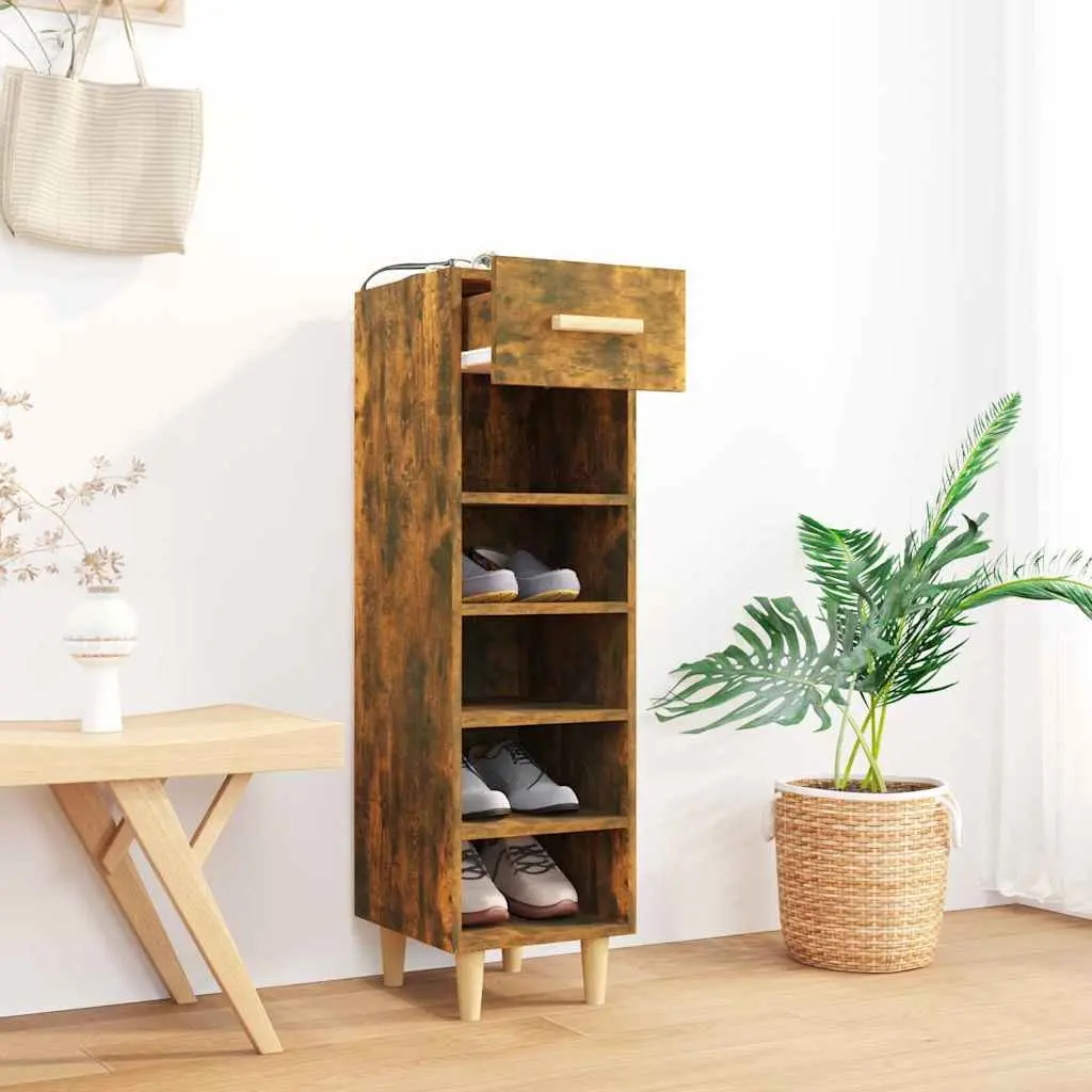 Shoe Cabinet Storage Organiser Brown Engineered Wood Hallway Bedroom 30 x 35 x 105 cm