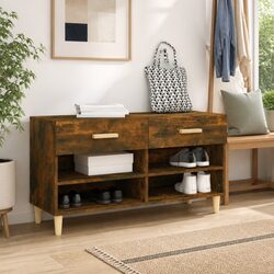 Shoe Cabinet with Drawers Compartments Brown Storage Organiser Furniture