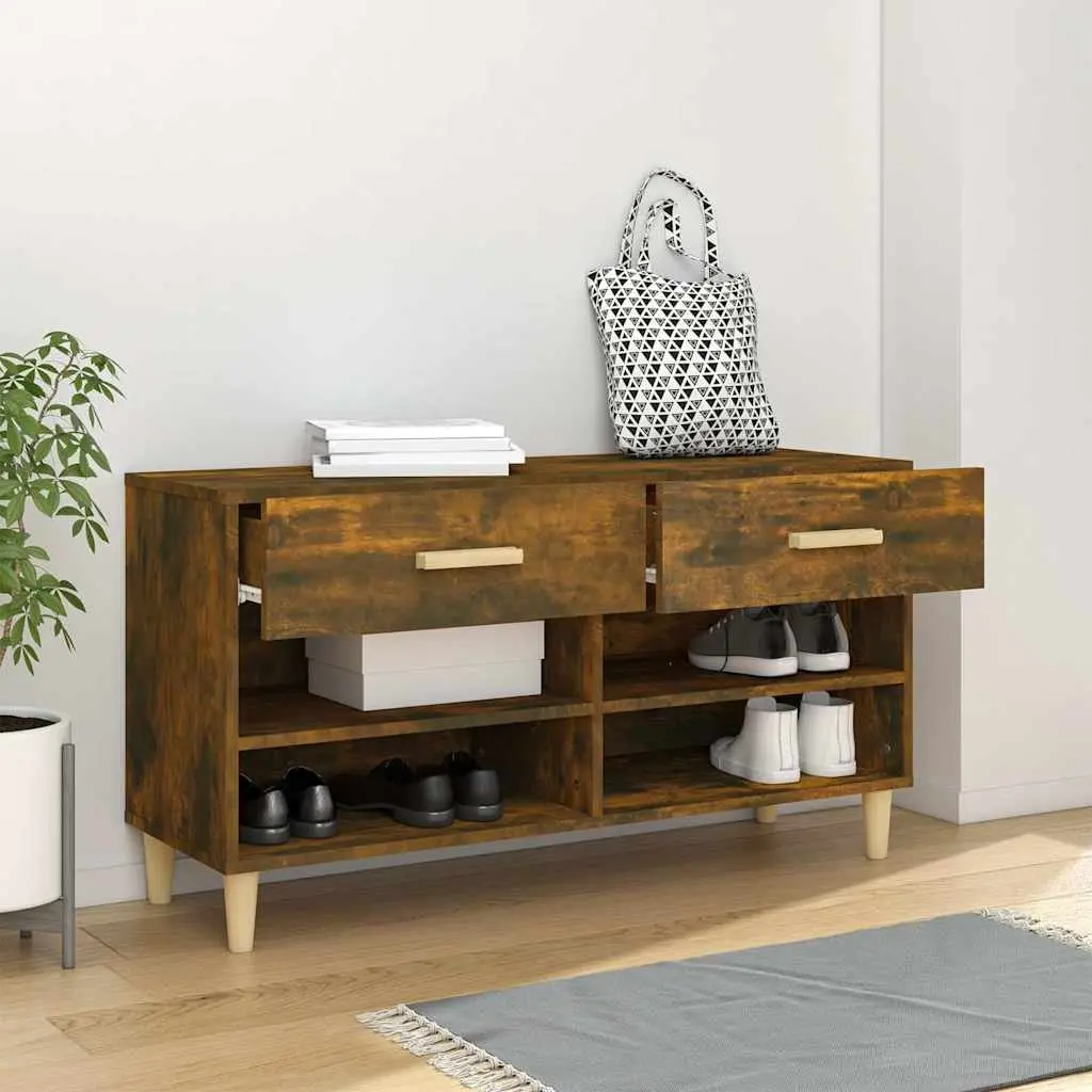 Shoe Cabinet Storage Organiser with Drawers and Compartments 102cm Brown Engineered Wood
