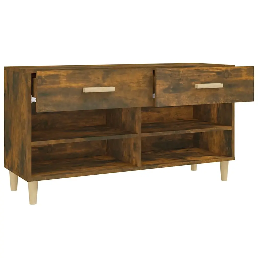 Shoe Cabinet Storage Organiser with Drawers and Compartments 102cm Brown Engineered Wood