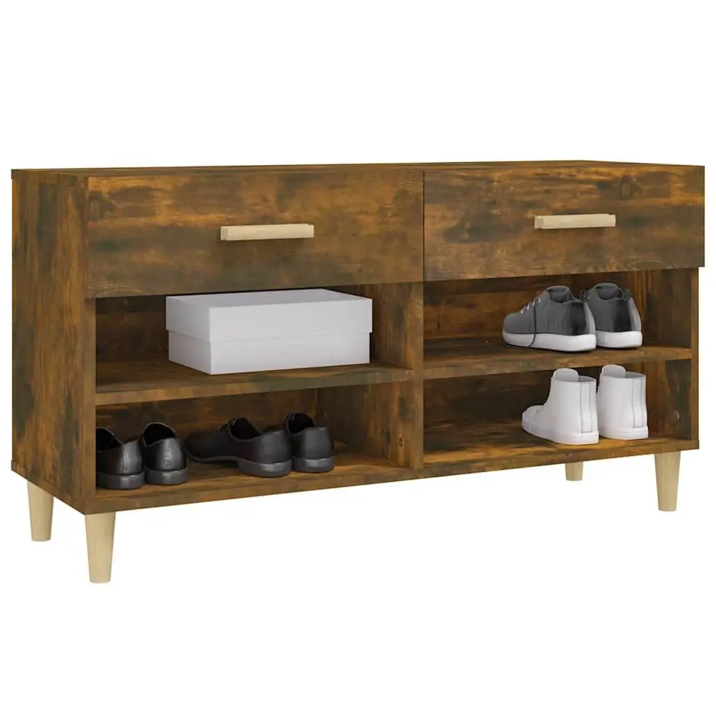 Shoe Cabinet Storage Organiser with Drawers and Compartments 102cm Brown Engineered Wood