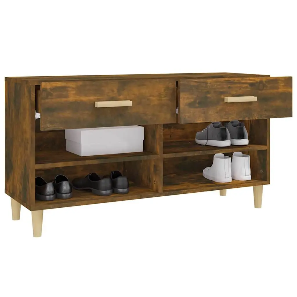 Shoe Cabinet Storage Organiser with Drawers and Compartments 102cm Brown Engineered Wood