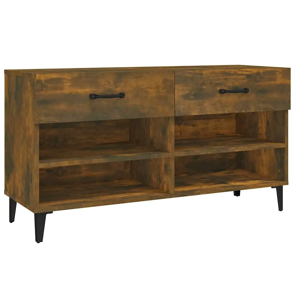 Shoe Cabinet Storage Organiser 102x35x55 cm Brown 2 Drawers 4 Compartments