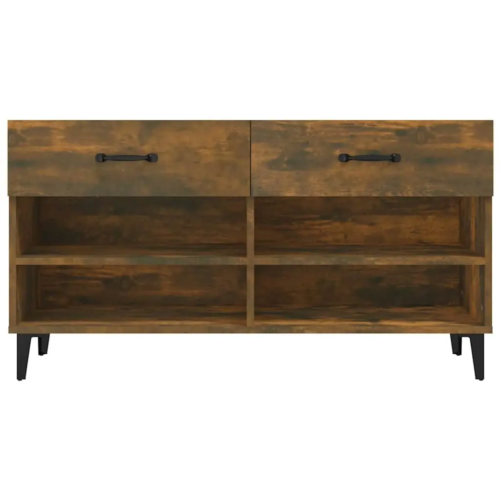 Shoe Cabinet Storage Organiser 102x35x55 cm Brown 2 Drawers 4 Compartments