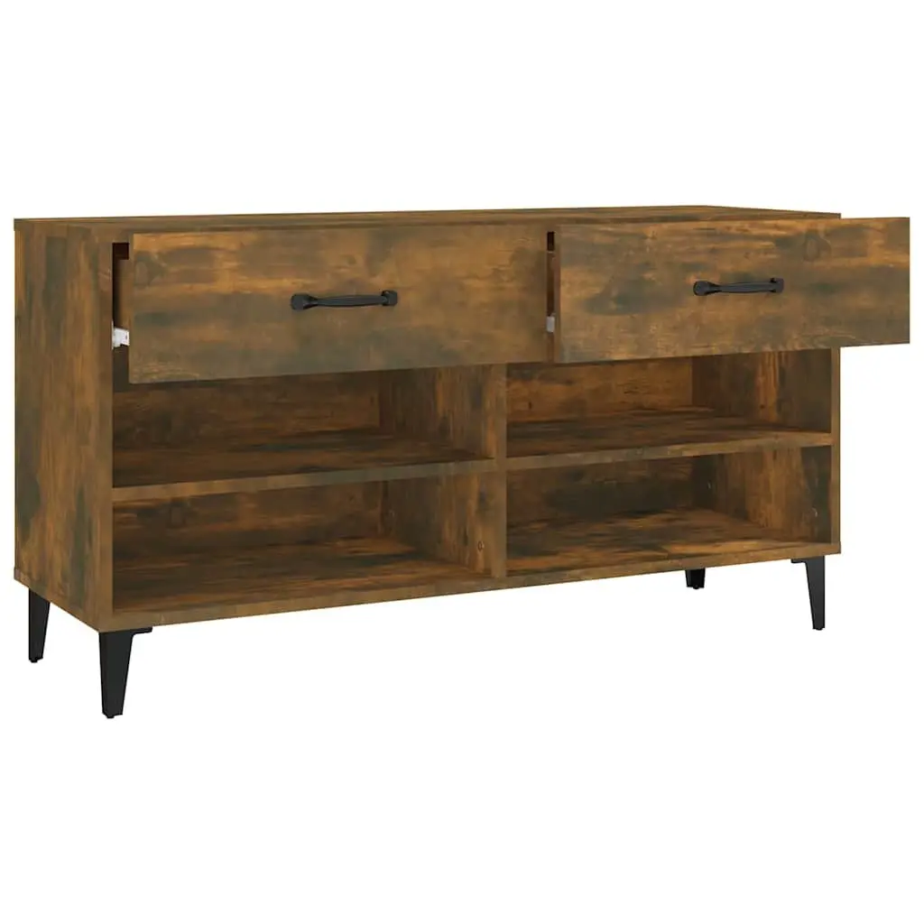 Shoe Cabinet Storage Organiser 102x35x55 cm Brown 2 Drawers 4 Compartments
