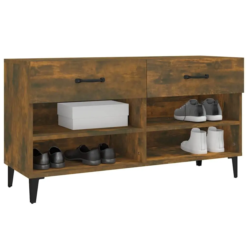 Shoe Cabinet Storage Organiser 102x35x55 cm Brown 2 Drawers 4 Compartments