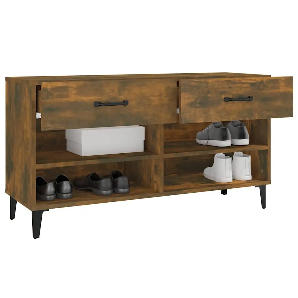 Shoe Cabinet Storage Organiser 102x35x55 cm Brown 2 Drawers 4 Compartments