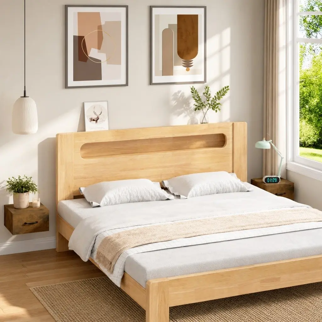 Brown Wall-mounted Bedside Tables for Bedroom Storage
