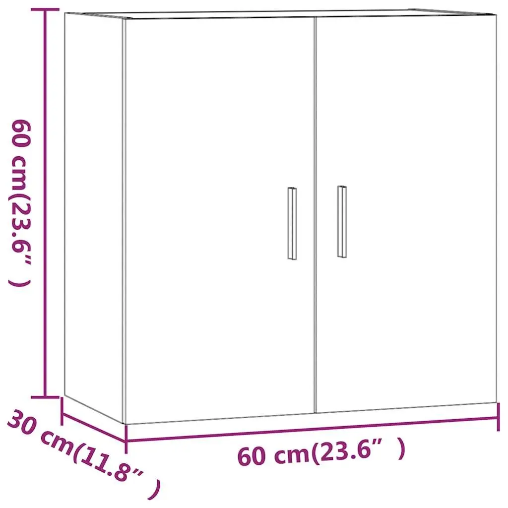 Wall Cabinet Storage 60x30x60 cm Smoked Oak Floating Hanging