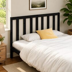 Reliable 141cm Black Bed Headboard, Solid Pine Construction