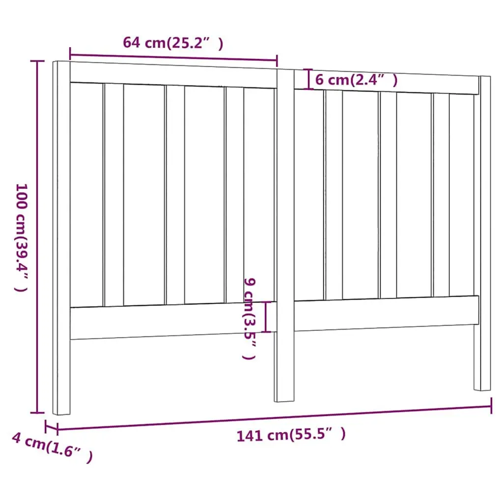 141cm Black Bed Headboard, Solid Pine Construction