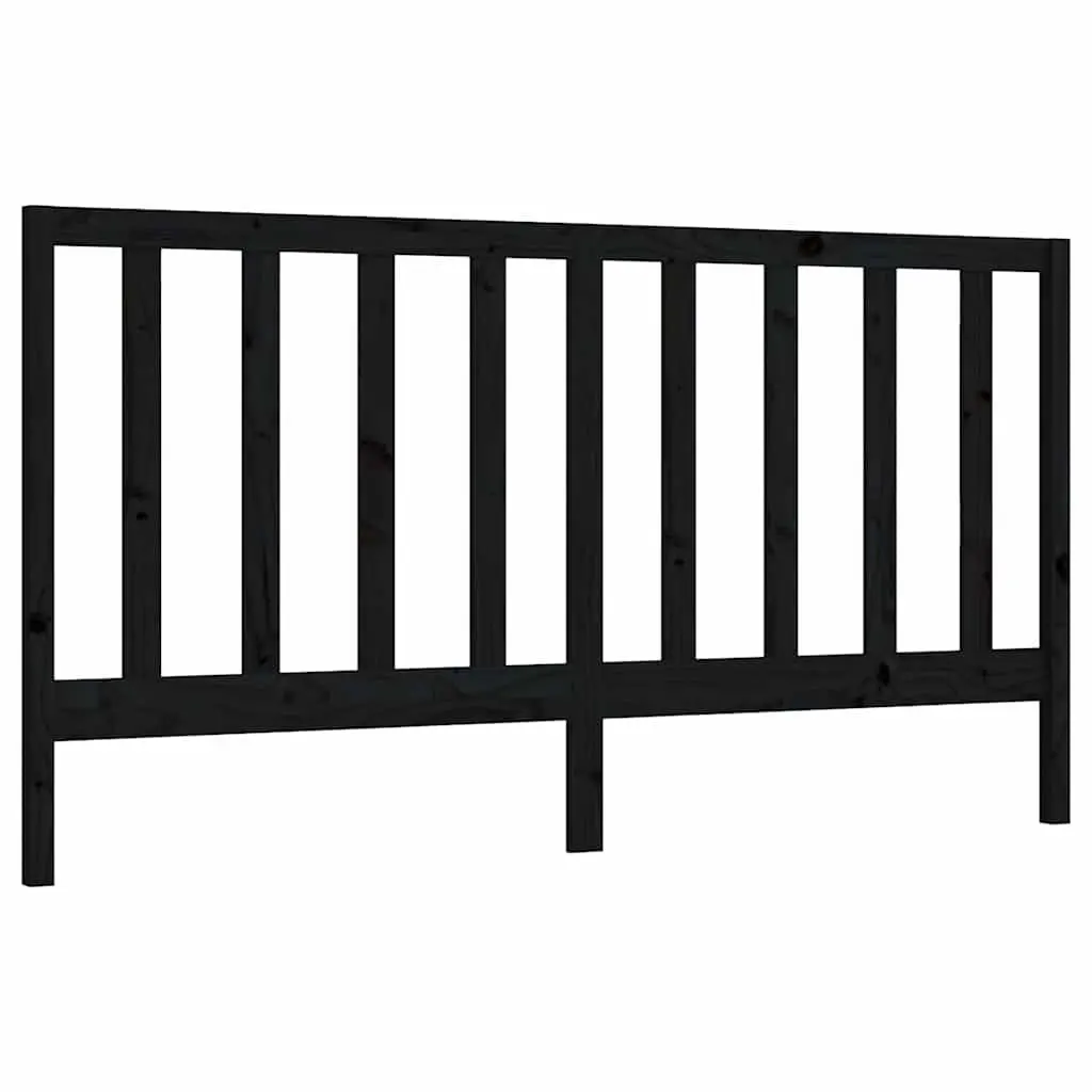 Solid Wood Pine Bed Headboard Black 186cm Bedroom Furniture Decor Panel