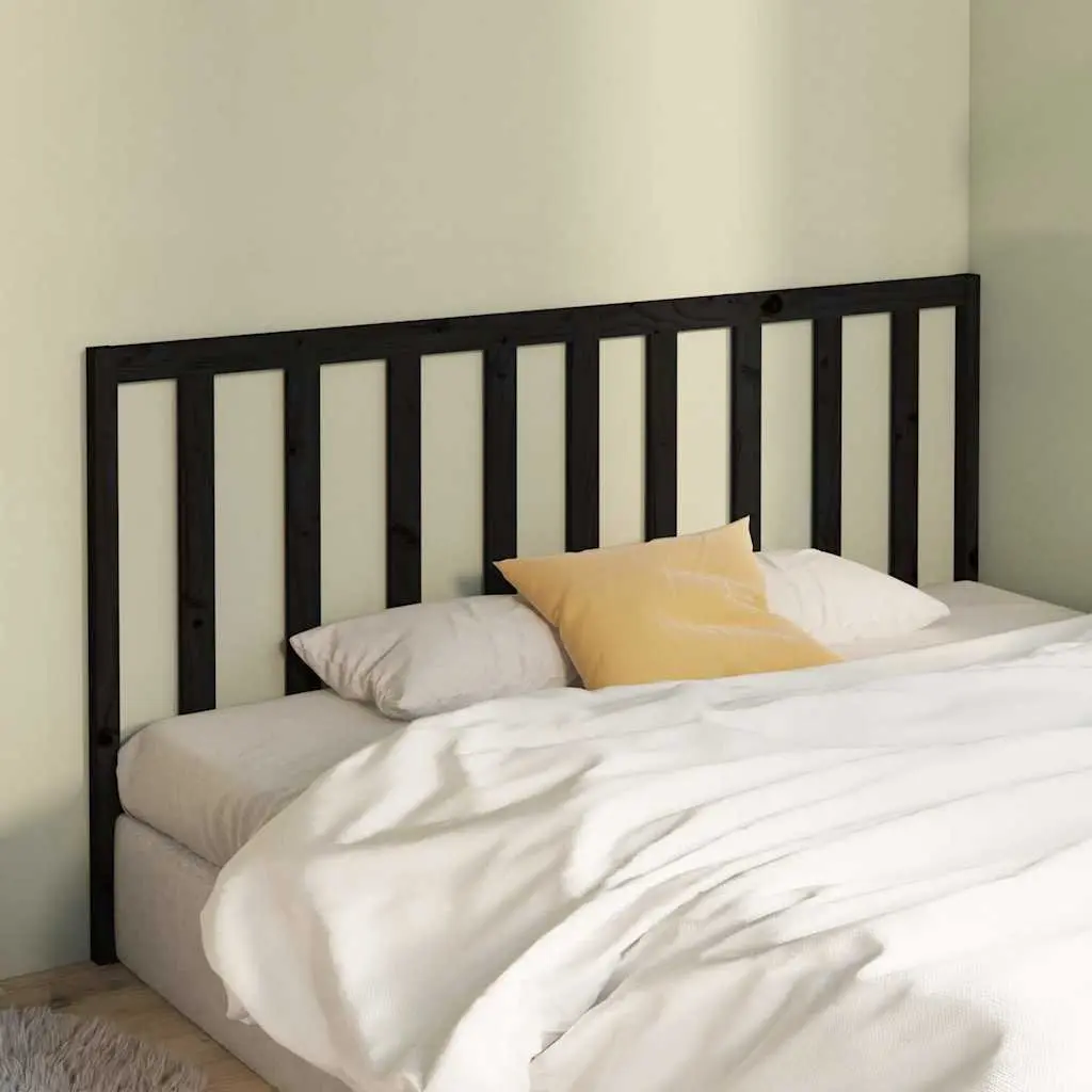 Solid Wood Pine Bed Headboard Black 186cm Bedroom Furniture Decor Panel