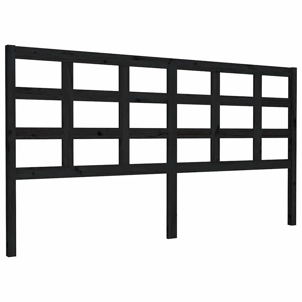 Bed Headboard Black 185.5 cm Solid Pine Wood Bedroom Furniture Headrest Panel