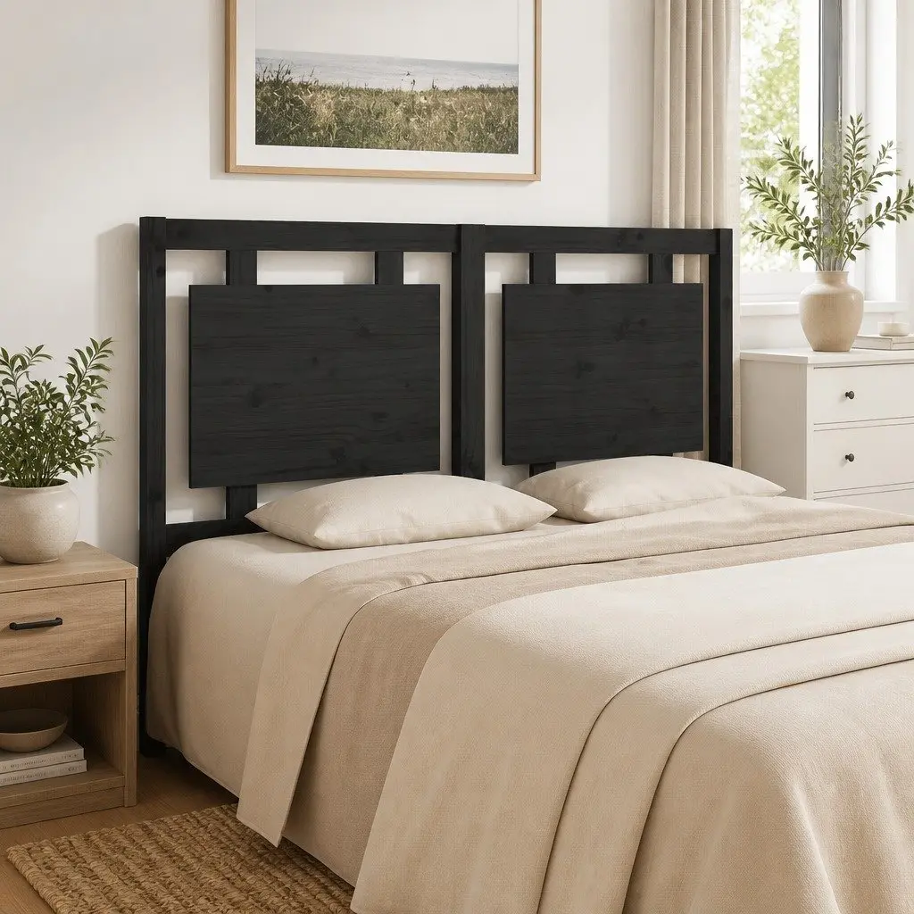 Bed Headboard 140.5 cm Black Pine