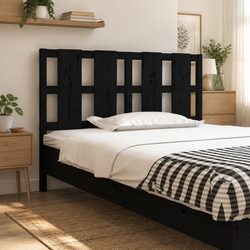 Welcoming Black Solid Pine Bed Headboard for Comfort