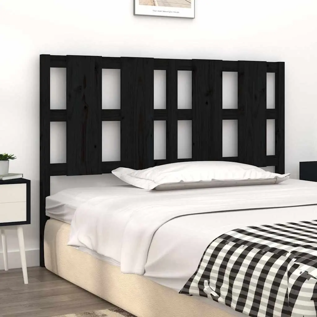 Bed Headboard Black 140.5 cm Solid Wood Pine Wooden Bedroom Furniture