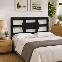 Reliable Solid Pine Wood Bed Headboard in Black