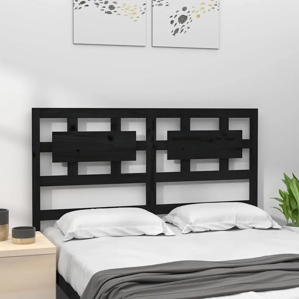 Black Bed Headboard Made of Solid Pine