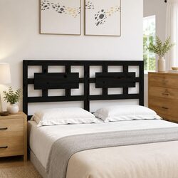 Comforting Black Pine Bed Headboard for Relaxation
