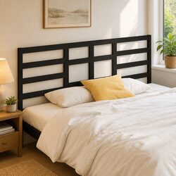 Reliable and Stylish Black Pine Bed Headboard 186cm