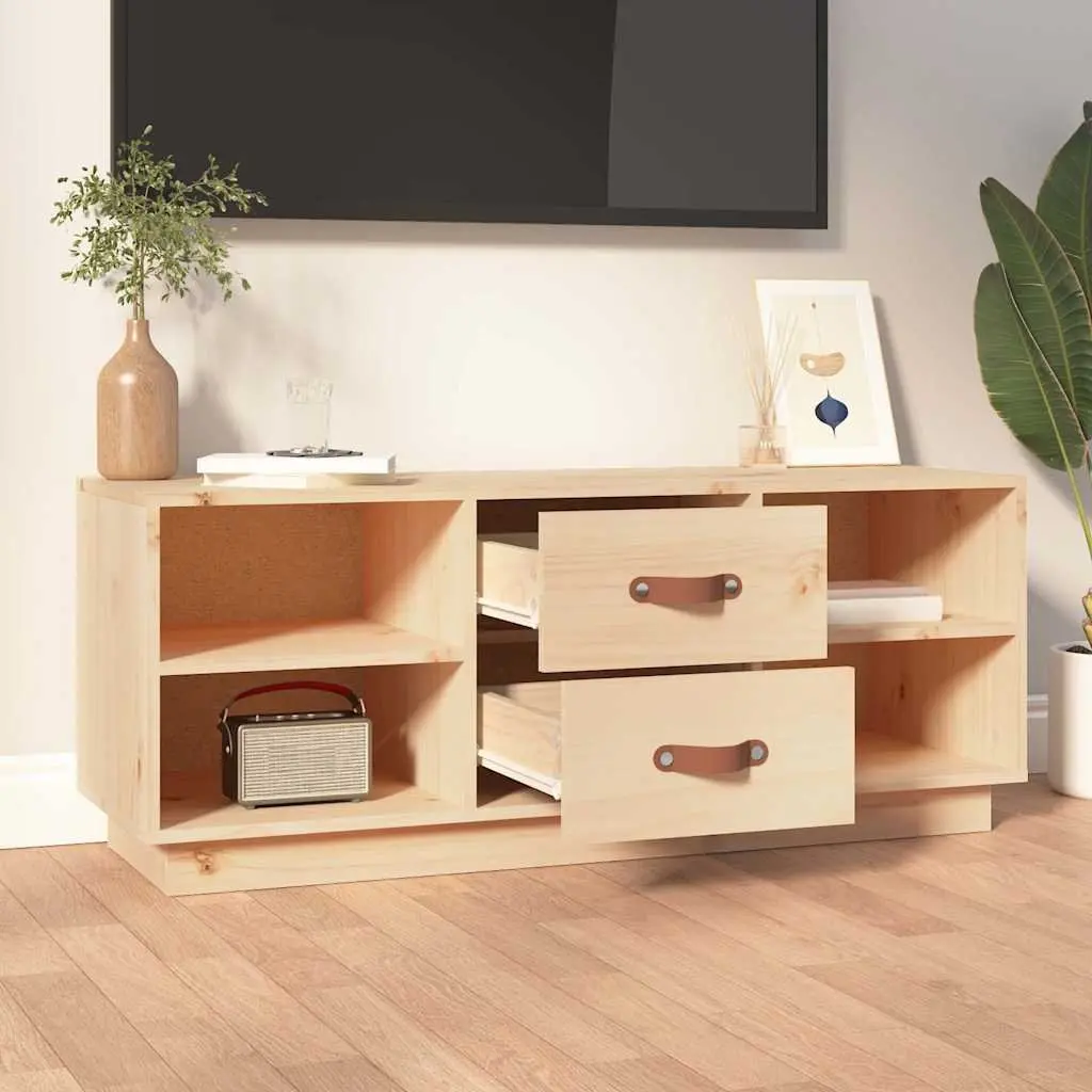 TV Cabinet Solid Pine Wood Media Unit Living Room Storage 100x34x40 cm Brown