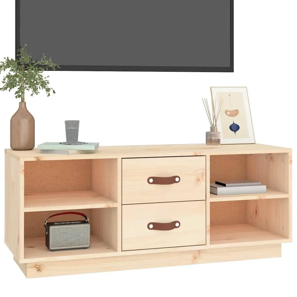 TV Cabinet Solid Pine Wood Media Unit Living Room Storage 100x34x40 cm Brown