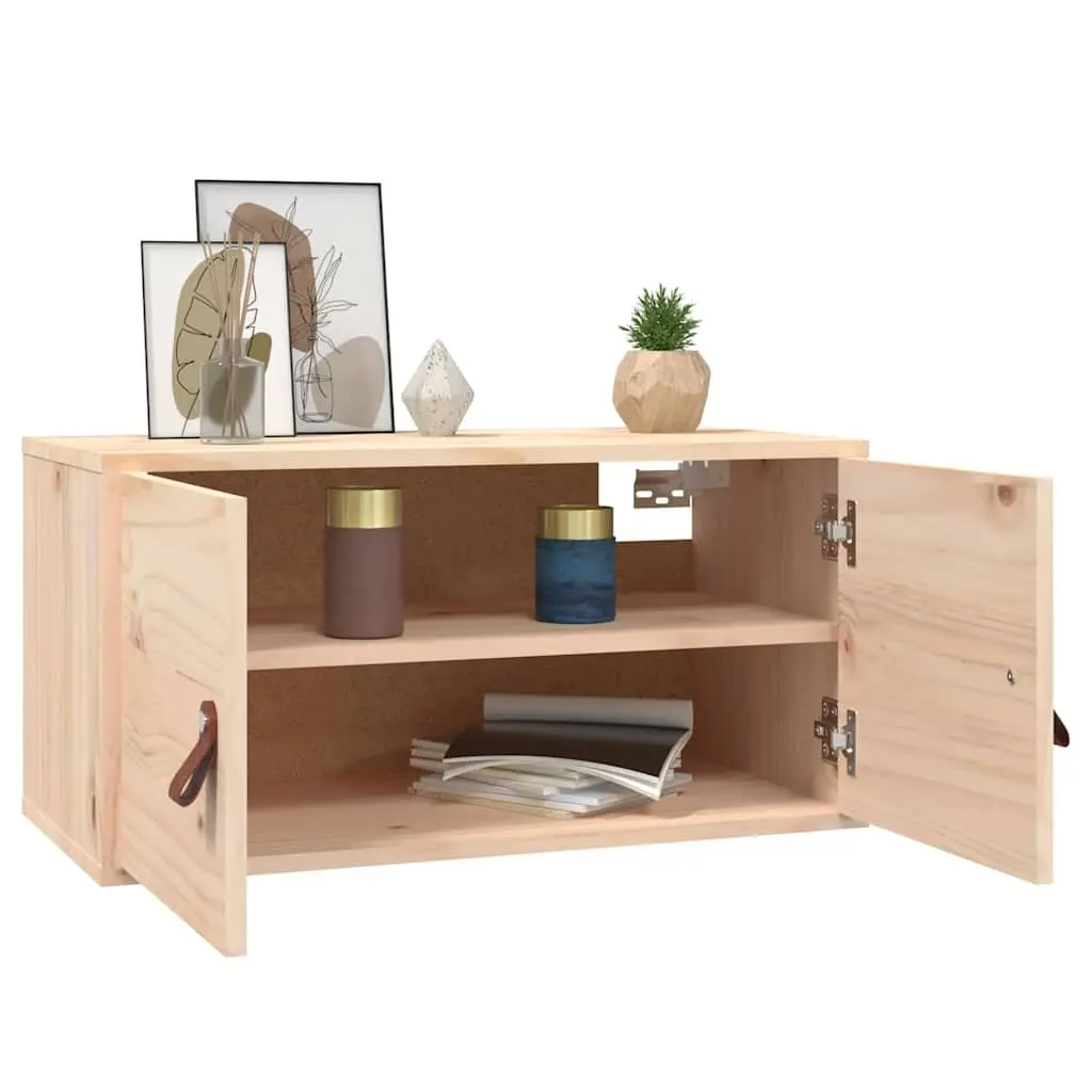 Wall Cabinets 2 pcs 60x30x30 cm Solid Pine Wood Storage Shelves Brown