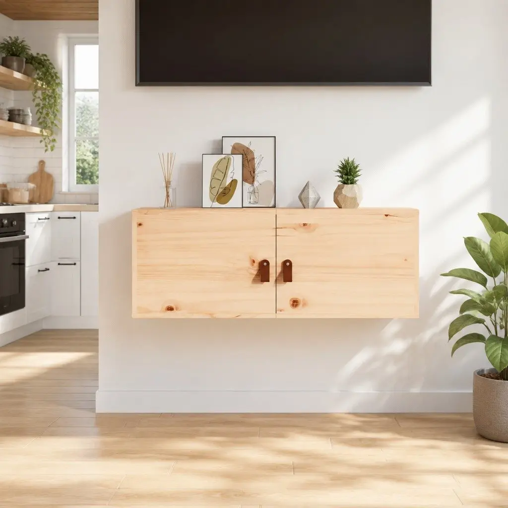 Solid Pine Wall Cabinet 80x30x30 cm in Brown