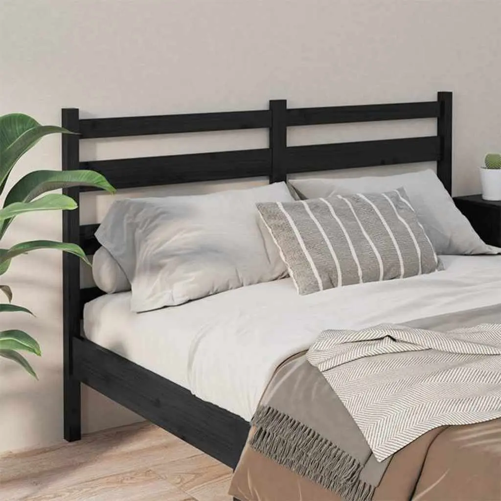 Black Pine Bed Headboard 156cm Slatted Style
