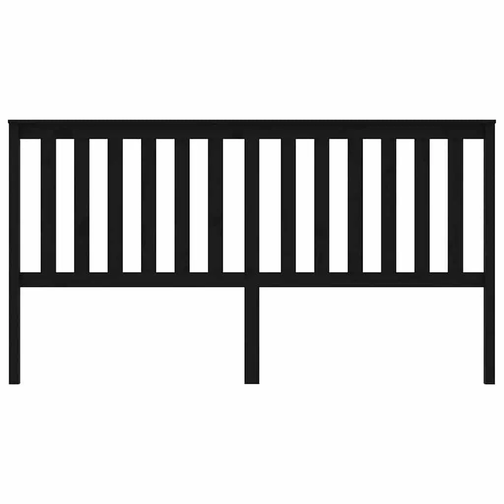 Bed Headboard Solid Pine Wood Slatted 186cm Black Modern Bedroom Furniture