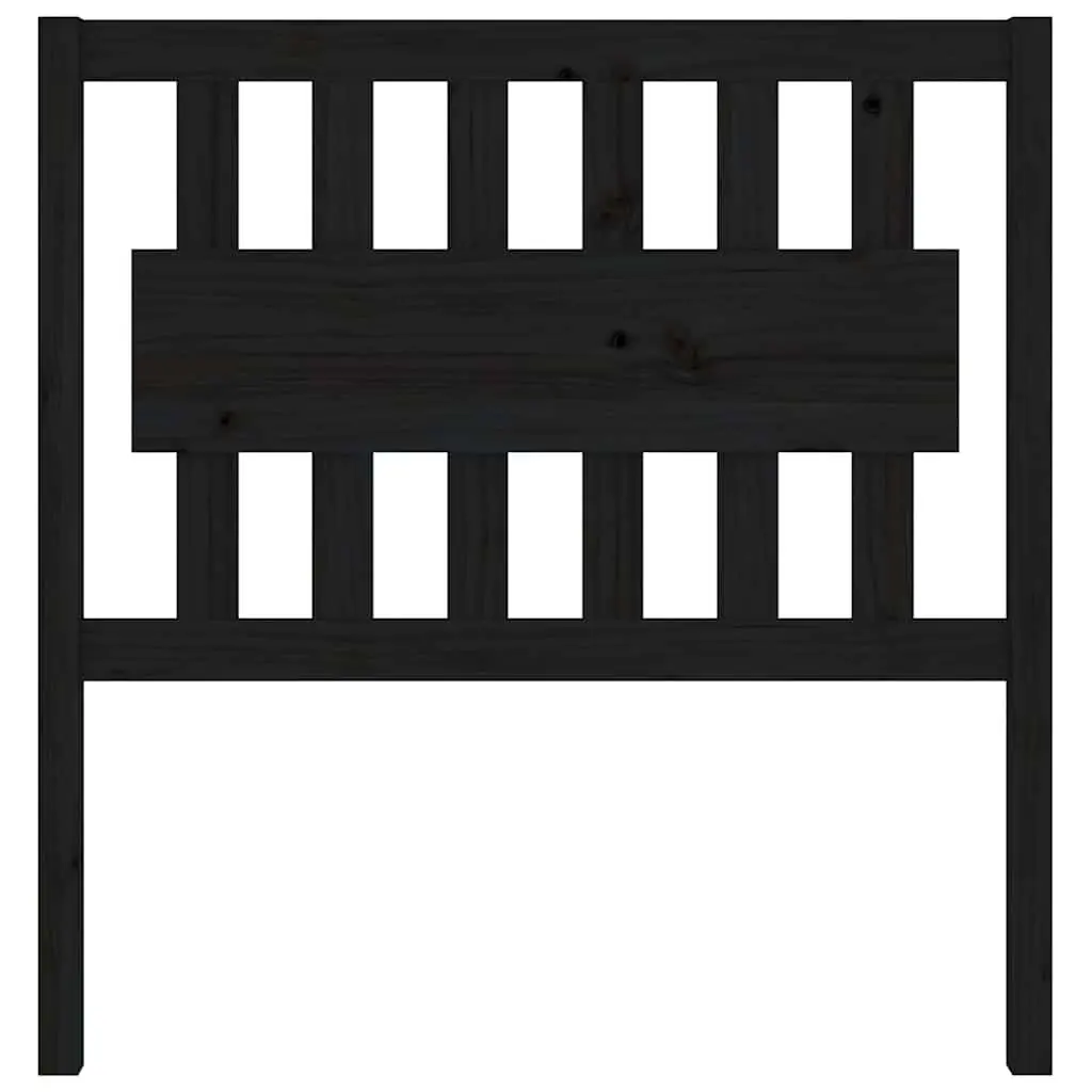 Bed Headboard Rustic Wooden 95.5cm Black Solid Pine Wood
