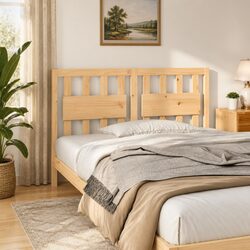 Brown Pine Bed Headboard 140.5 cm for Comfort and Style