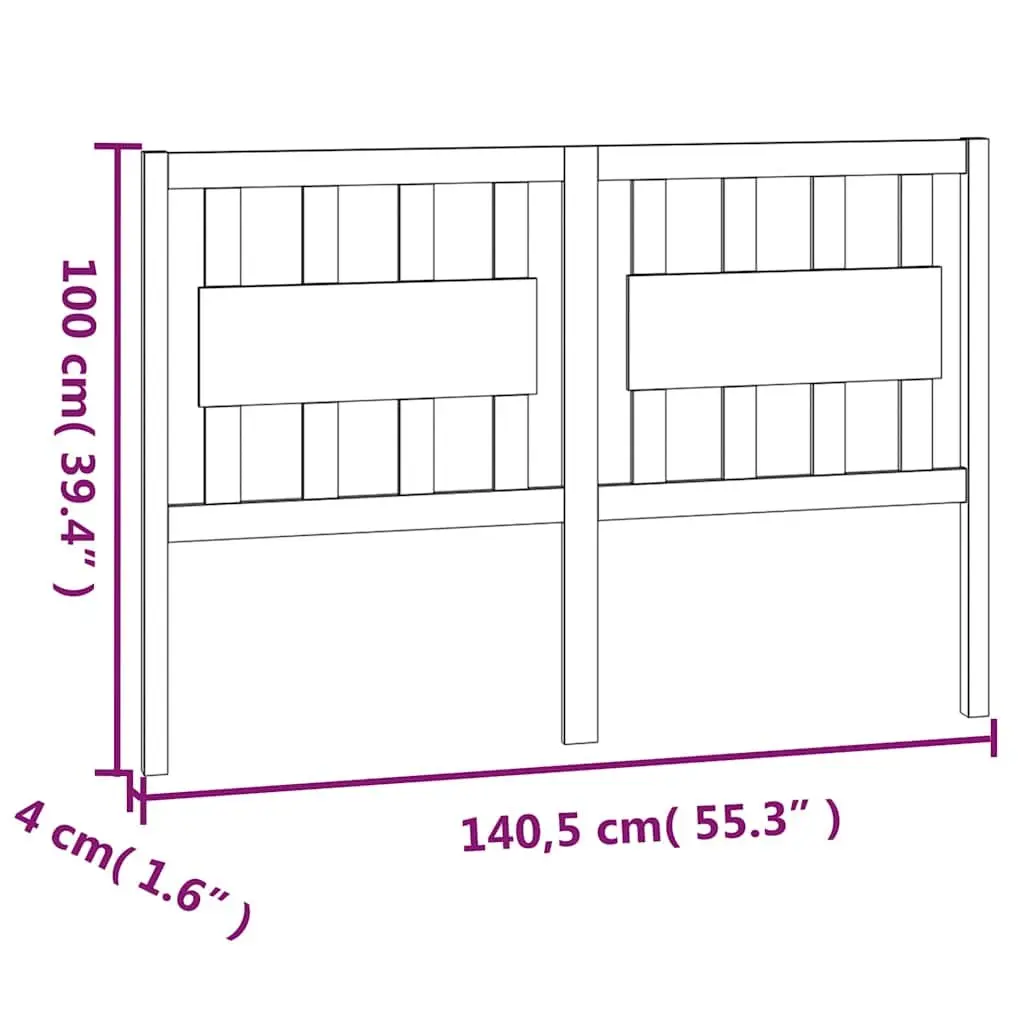 Wooden Bed Headboard Back Support 140.5 cm Brown Solid Pine Wood Rustic Bedroom Furniture