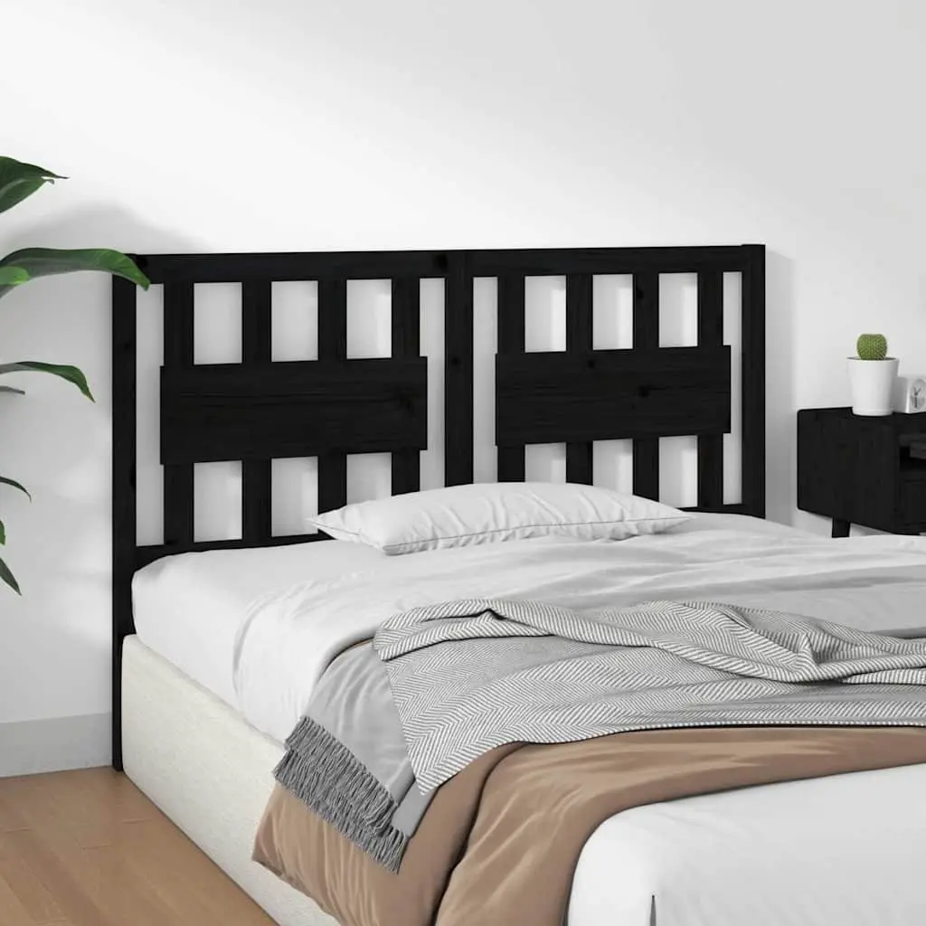 Bed Headboard Black 140.5 cm Solid Wood Pine Bedroom Furniture Rustic Design