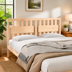 Bed Headboard 155.5cm Solid Wood Pine Brown Bedroom Furniture Rustic Design
